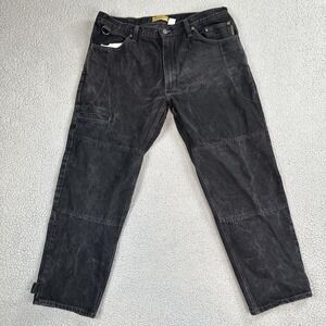 VTG Diamond Gusset Defender Jeans Men 40x31 Black Double Knee Biker Made in USA